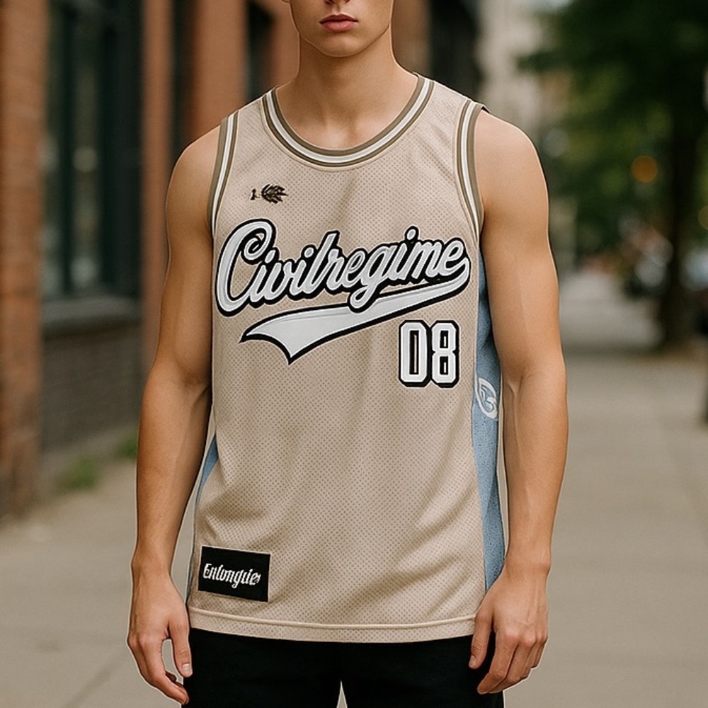 Civil Regime Major Basketball‎ Jersey Beige Milk Men's Size
XL Embroidered Mesh